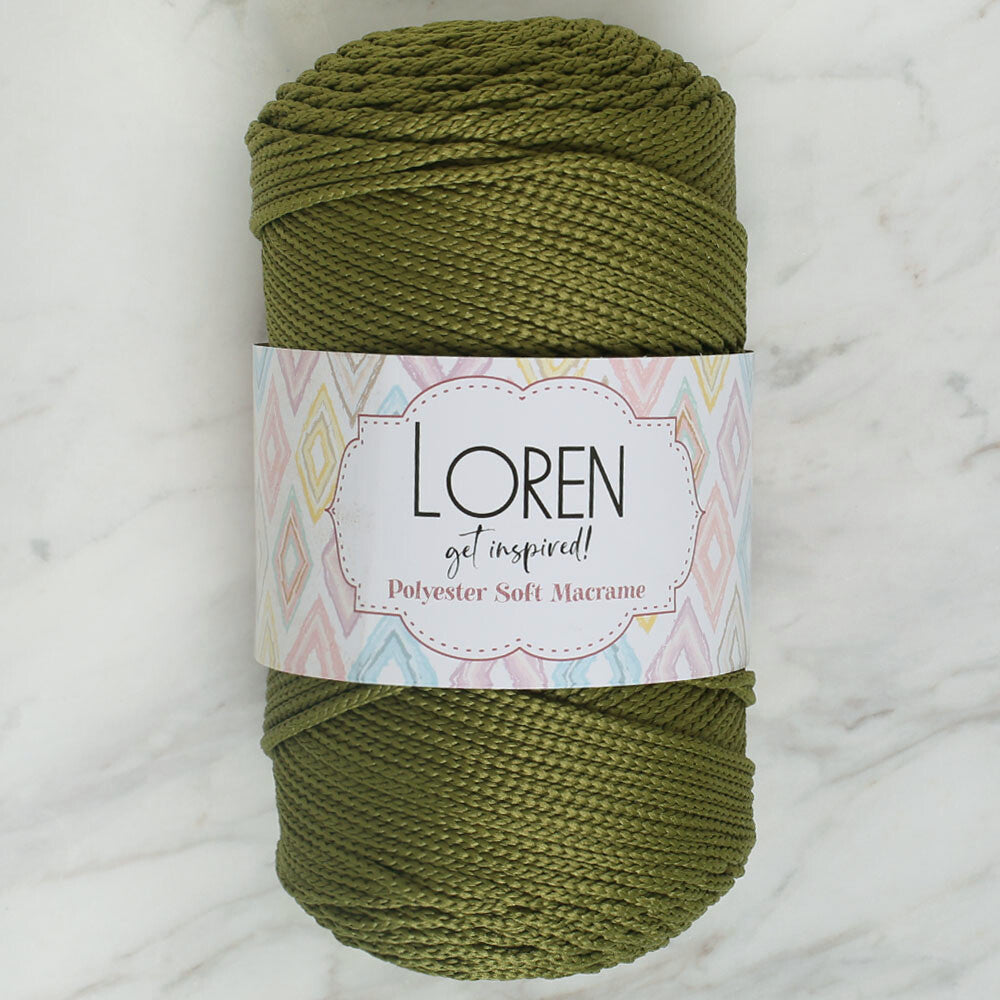 Loren Polyester Soft Macrame Yeşil El Örgü İpi - LM010